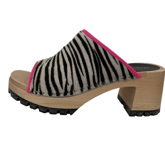 Hasbeens Open Toe Zebra Clogs Womens Size 38 New No Box Sweden Swedish 7.5 US - Picture 1 of 8